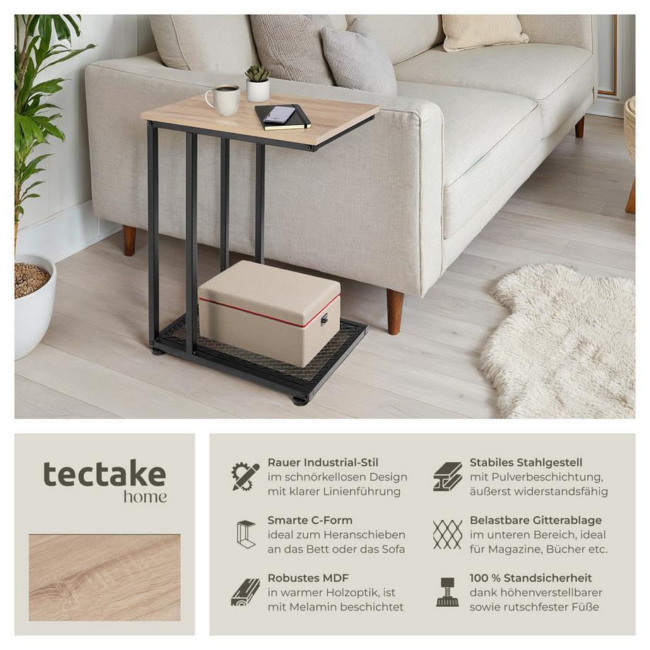 Tectake Beistelltisch Eton Industrial Style Holz und Stahl  