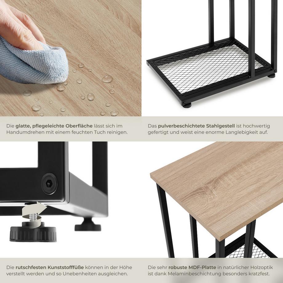 Tectake Beistelltisch Eton Industrial Style Holz und Stahl  