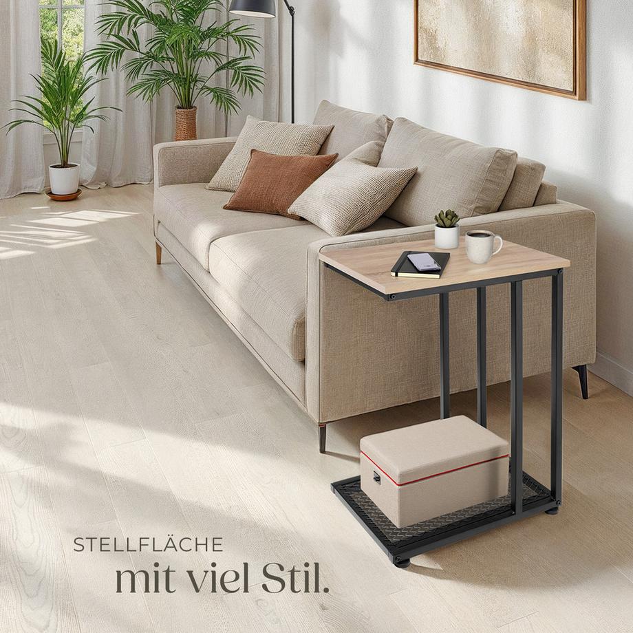 Tectake Beistelltisch Eton Industrial Style Holz und Stahl  