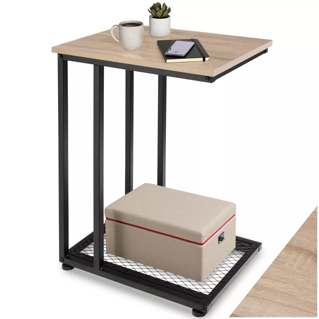 tectake Bedside Table Eton - Industrial Style, 48 X 35 X 66 Cm in Light Oak