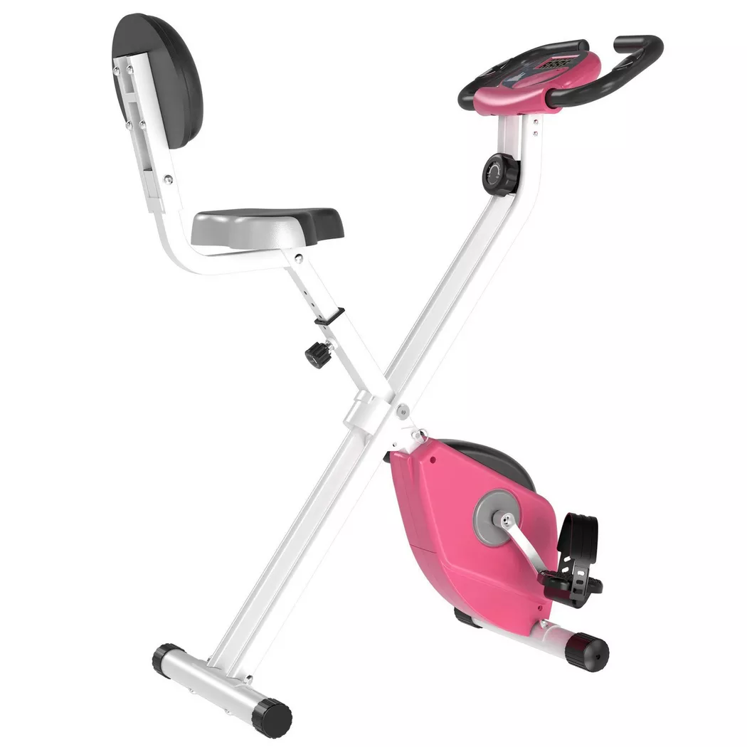 Northio - Heimtrainer F-Bike Fahrradtrainer Mit 8 Stufig Einstellbarem Magnetwiderstand Höhenverstellbar Stahl Rosa+Weiß 43 X 97 109 Cm, One Size