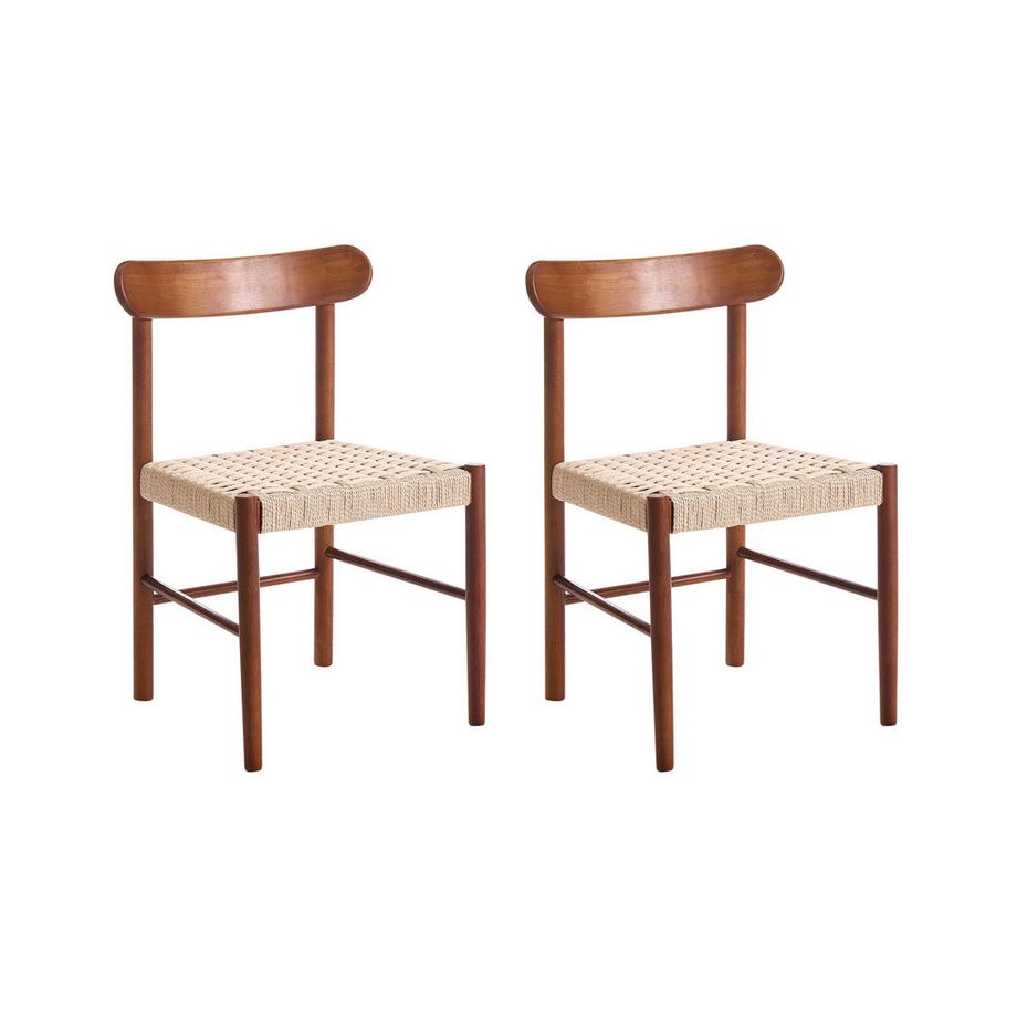 Esszimmerstuhl 2er Set aus Gummibaumholz Boho EAGAN