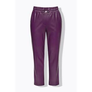 Ulla Popken  Pantaloni a 7/8 in similpelle con nervature e cintura elastica 