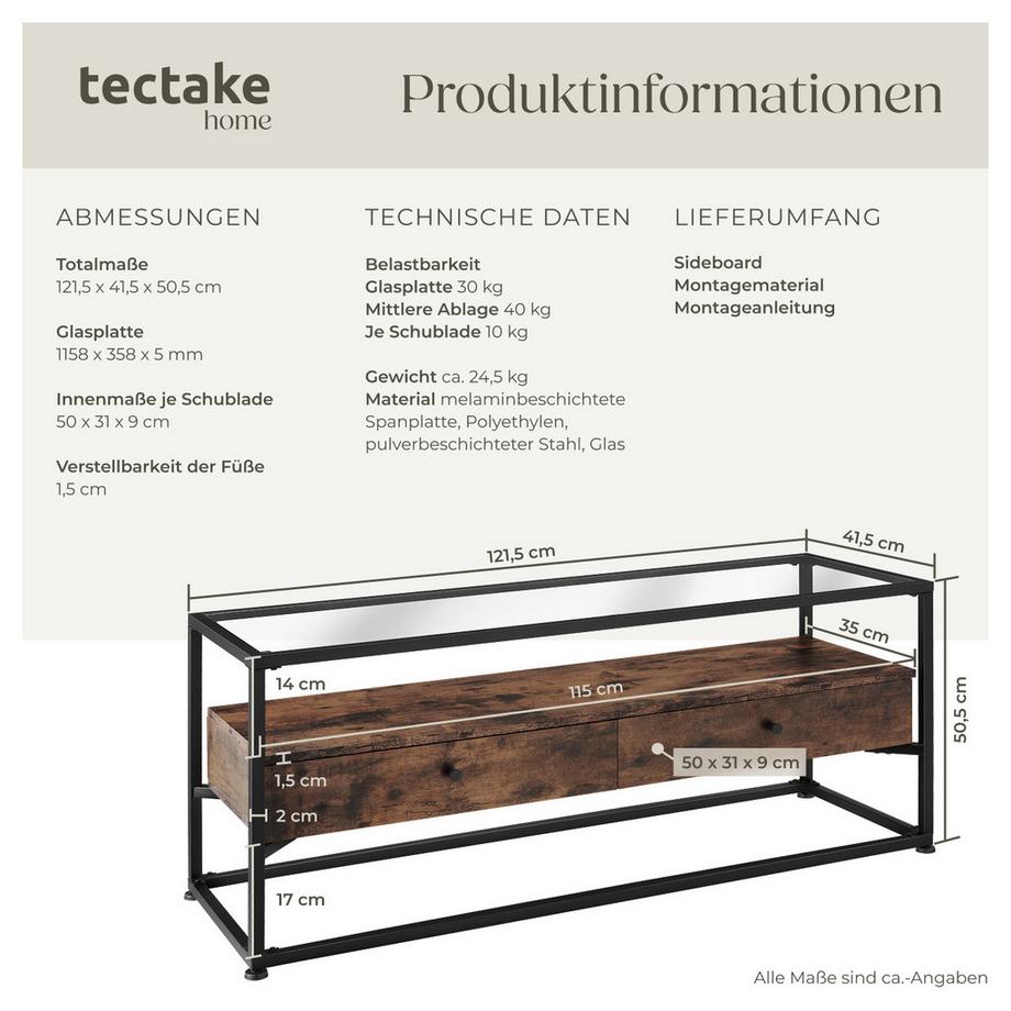 Tectake Credenza Maidenhead 121,5x41,5x50,5cm  
