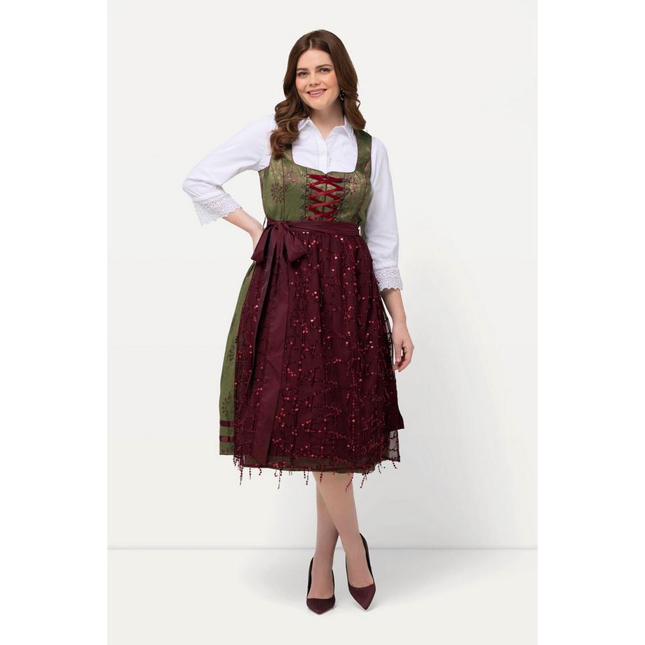 Ulla Popken Dirndl Ornements Encolure Carrée Sans Manches  