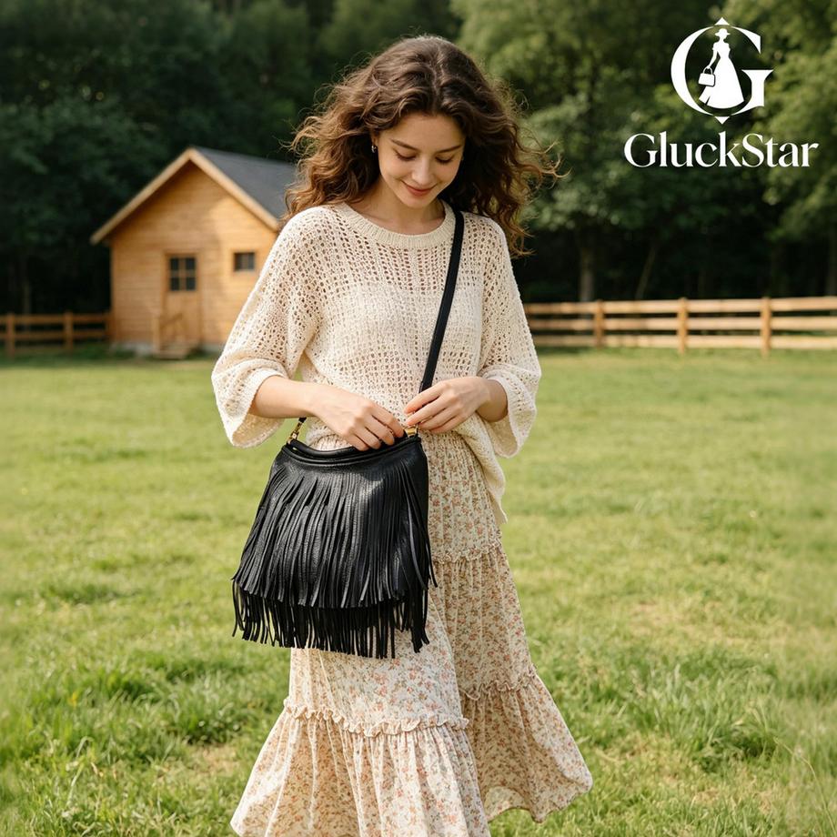 Only-bags.store Handtasche, mittelgroße Umhängetasche PU-Leder Boho  