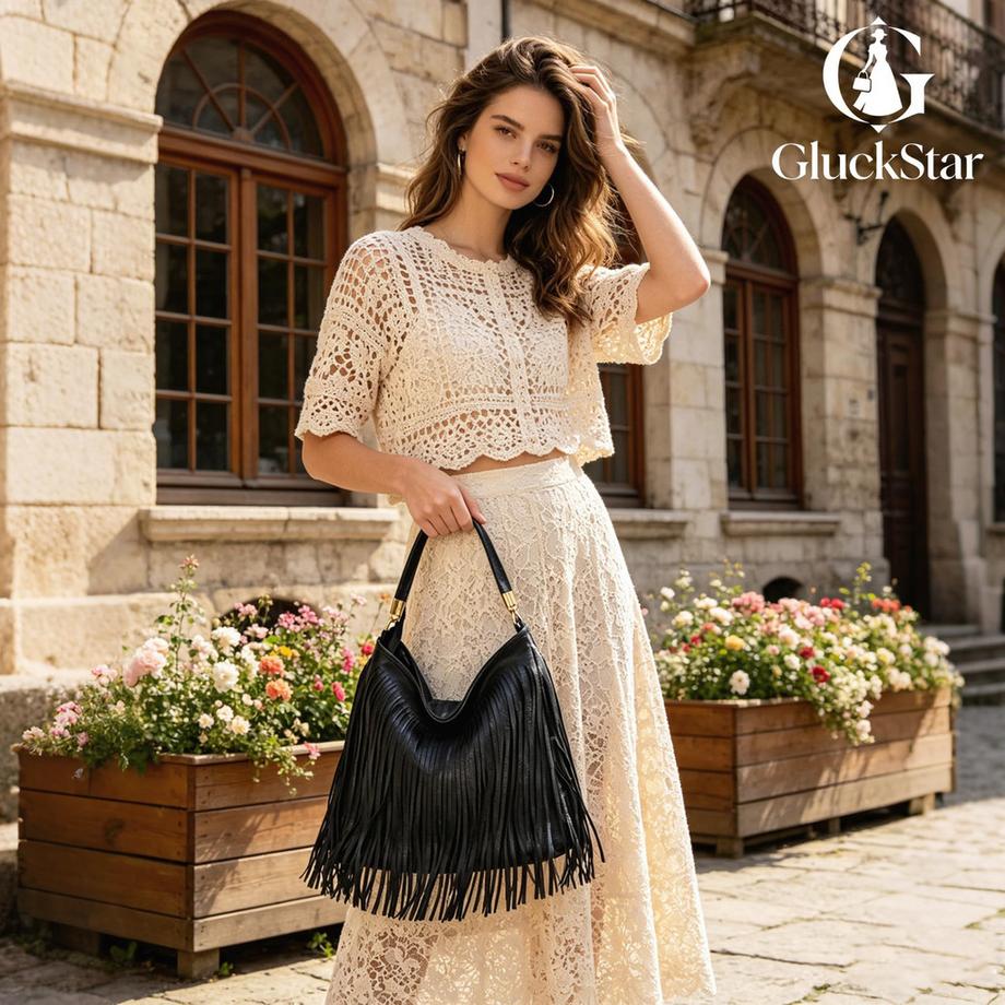 Only-bags.store Handtasche, mittelgroße Umhängetasche PU-Leder Boho  