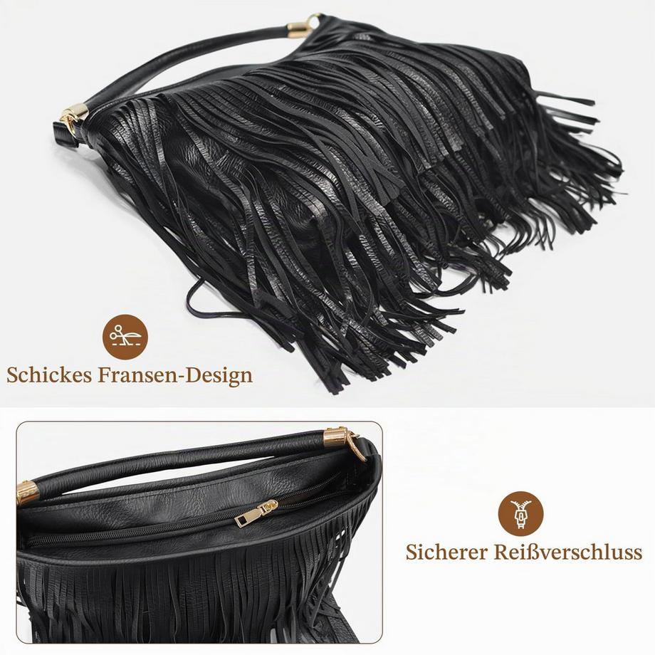 Only-bags.store Handtasche, mittelgroße Umhängetasche PU-Leder Boho  