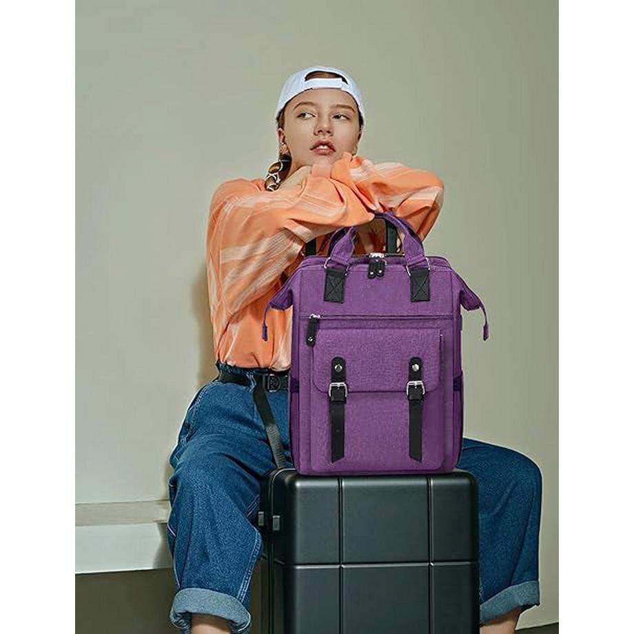 Only-bags.store Sac à dos élégant pour petit ordinateur portable avec sangles réglables et compartiments multiples  