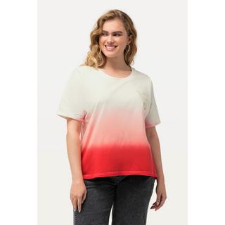 Ulla Popken  T-shirt en jersey gaufré, rayures Batik, col rond et manches courtes 