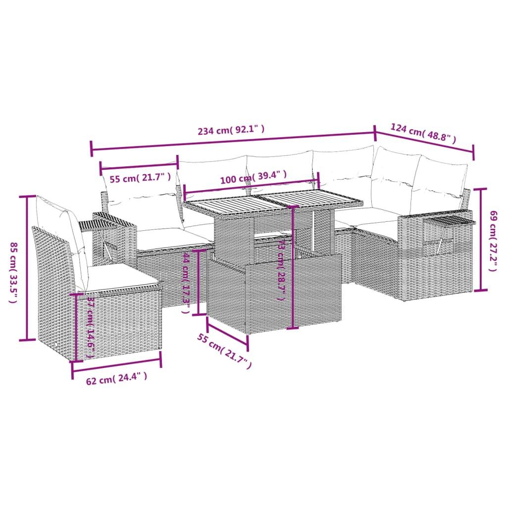 VidaXL set divano da giardino Polirattan  