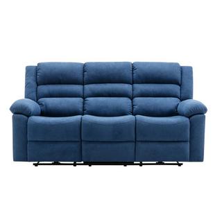 Vente-unique Relaxsofa 3-Sitzer elektrisch - Stoff - Blau - BUROLO  