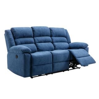 Vente-unique Canapé 3 places relax électrique en tissu bleu BUROLO  