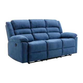 Vente-unique Canapé 3 places relax électrique en tissu bleu BUROLO  