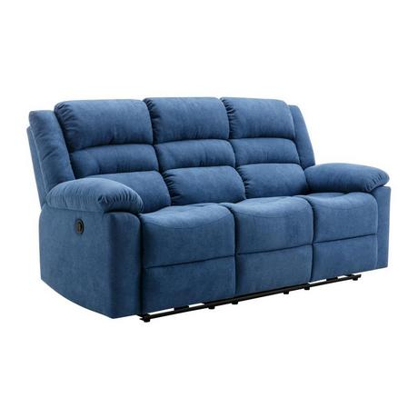 Vente-unique Canapé 3 places relax électrique en tissu bleu BUROLO  