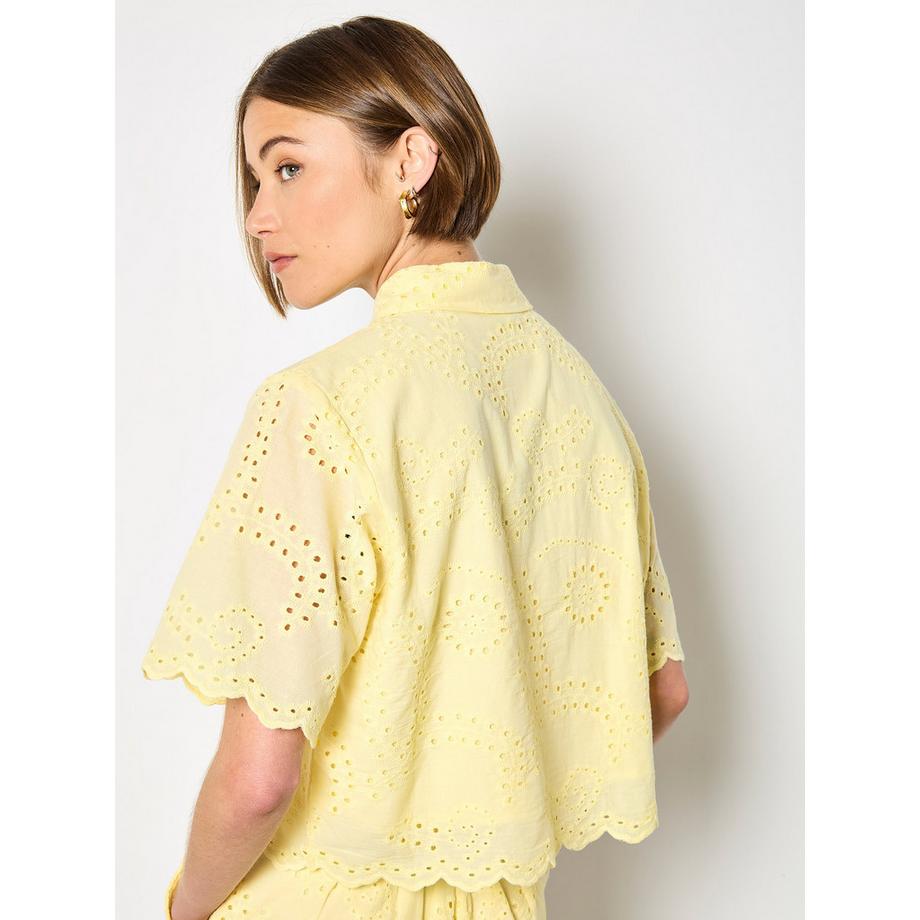 APRICOT Chemise Courte Bords Festonnés Broderie  