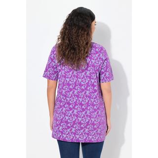 Ulla Popken T-shirt Manches Courtes Col V Petits Cordons Fantaisie  