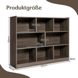 B2X Mobile multiuso con libreria aperta indipendente a 3 livelli e 8 cubi con base antiscivolo grigia  