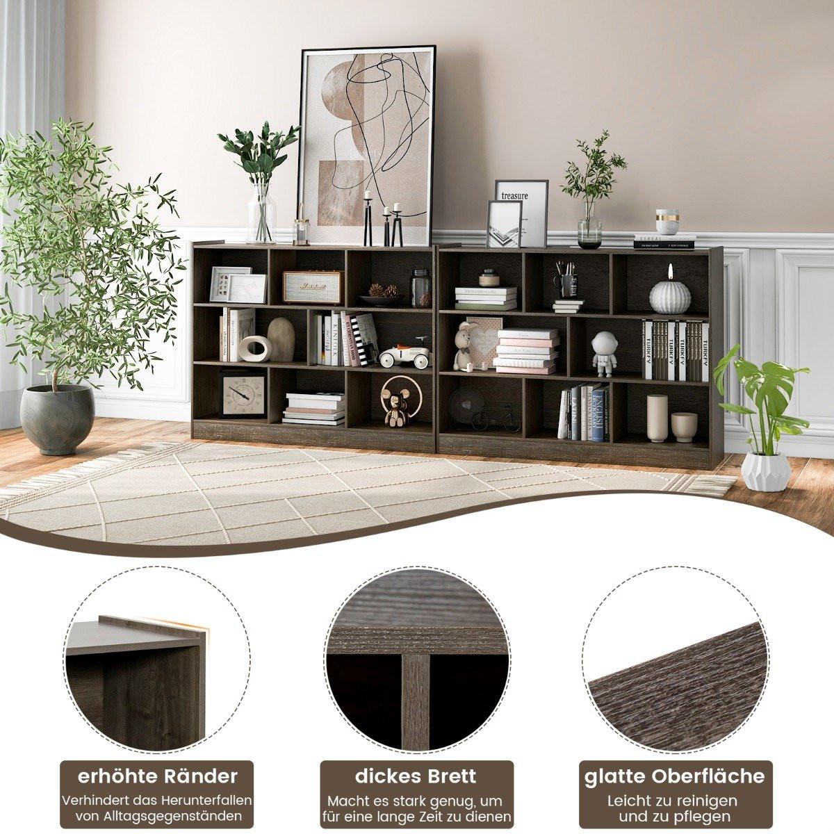 B2X Mobile multiuso con libreria aperta indipendente a 3 livelli e 8 cubi con base antiscivolo grigia  