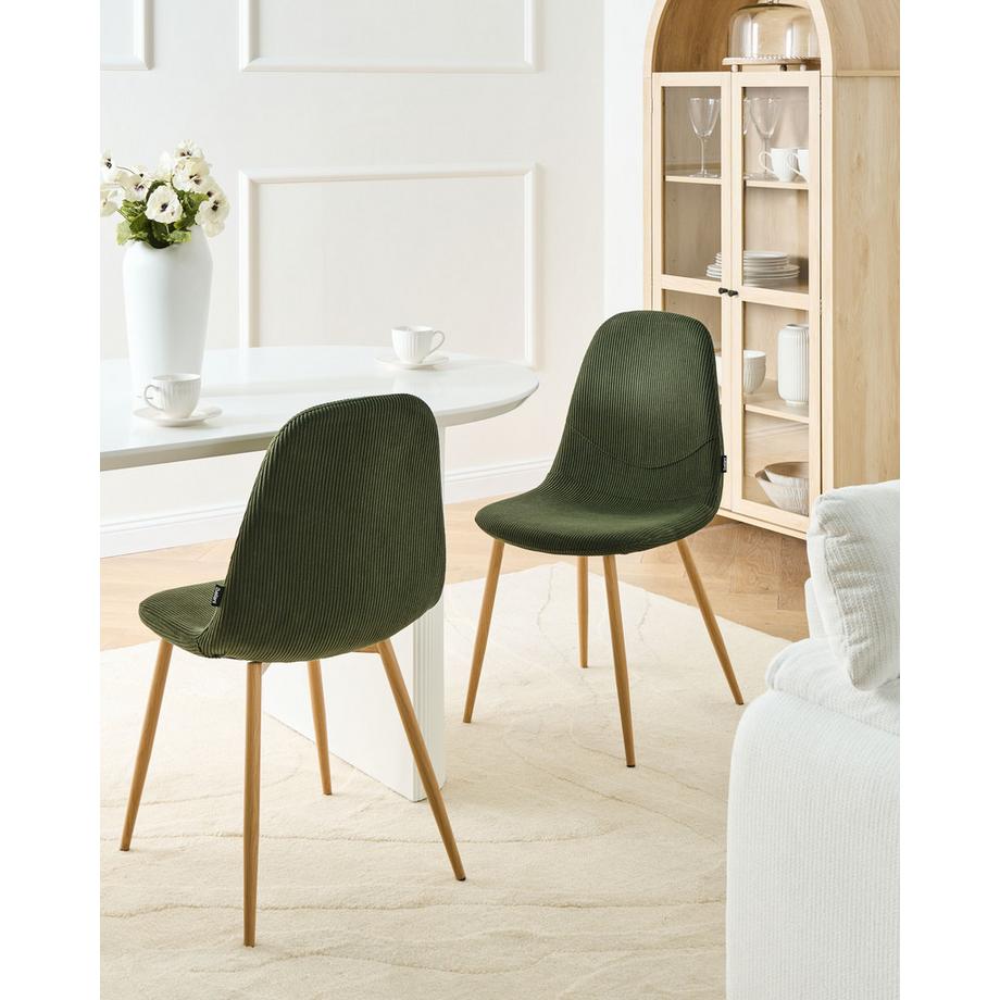 Beliani Lot de 2 chaises de salle à manger en Velours côtelé  HILDEN  