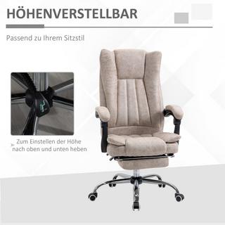 Northio Chaise De Bureau Chaise Pivotante Chaise De Bureau Avec Fonction Inclinable Repose-Pieds Réglable En Hauteur Microfibre Beige + Noir + Argent 63 X 71 X 110-118 Cm  