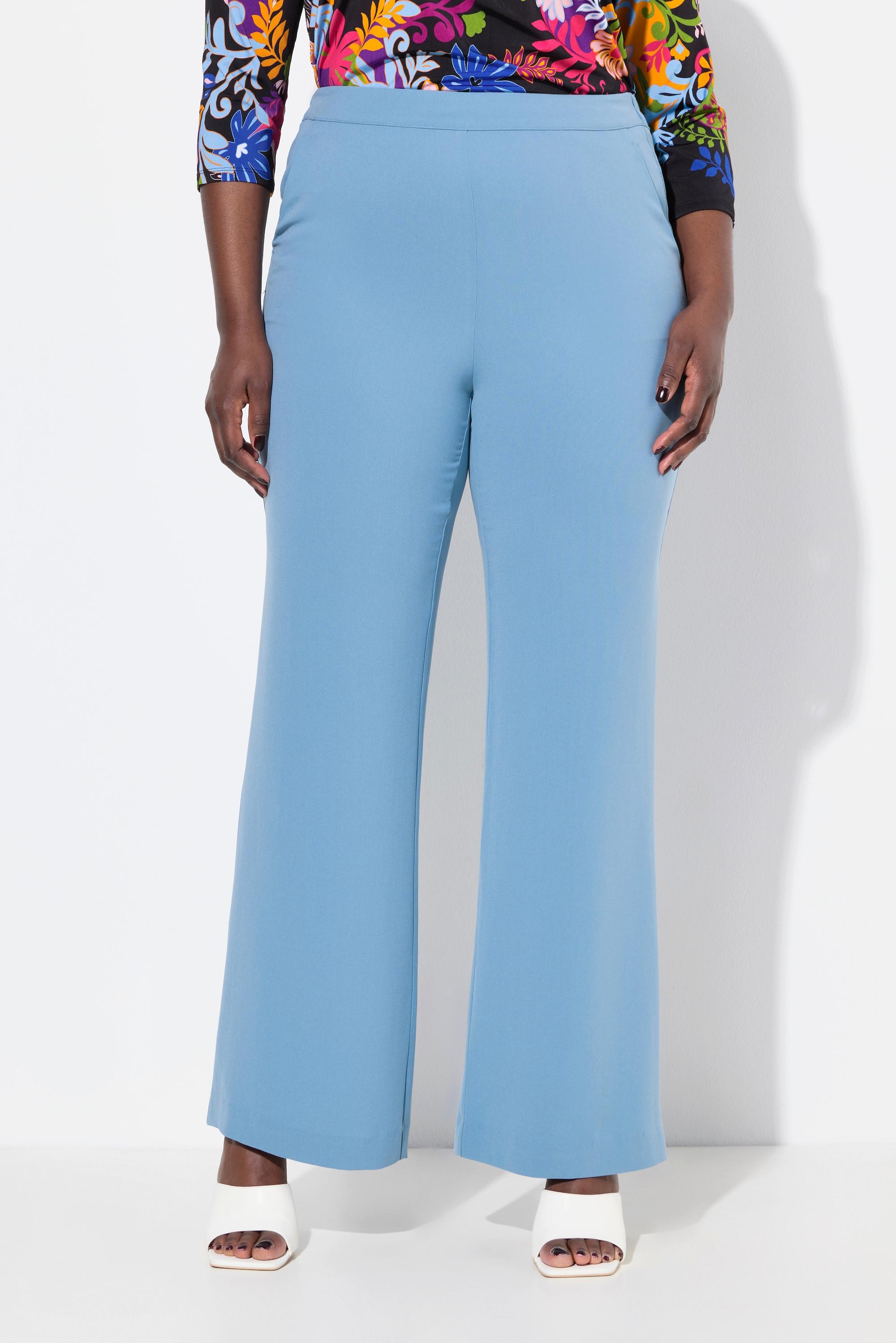 Ulla Popken  Pantalon de tailleur à jambe droite et large. Taille élastique 