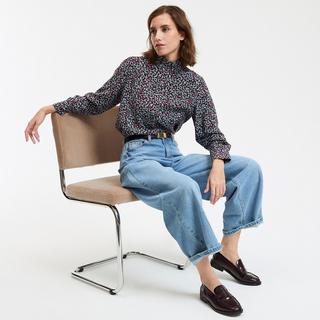 La Redoute Collections Camicetta stampata a maniche lunghe con colletto vittoriano arricciato  