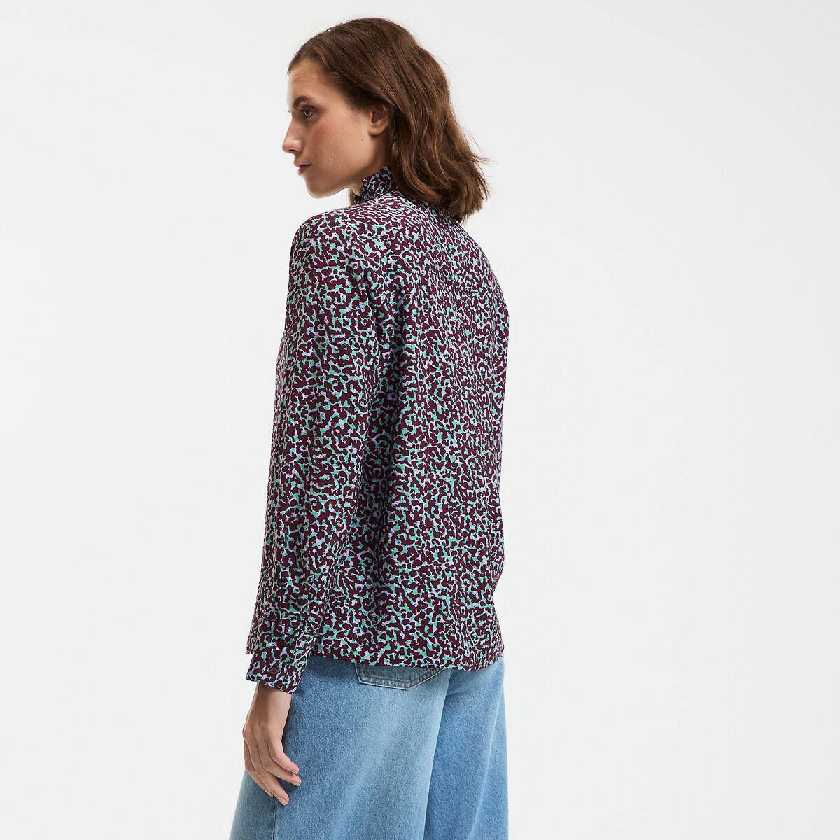 La Redoute Collections Camicetta stampata a maniche lunghe con colletto vittoriano arricciato  