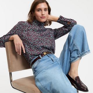 La Redoute Collections Camicetta stampata a maniche lunghe con colletto vittoriano arricciato  