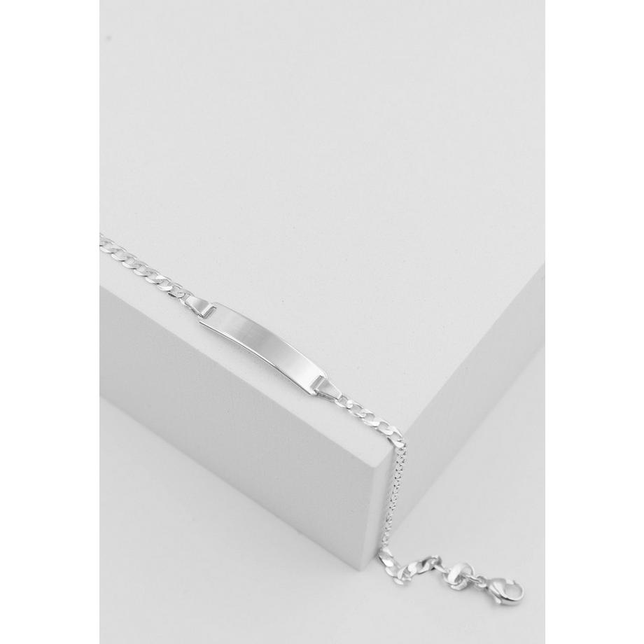 MUAU Schmuck  Bébé Bracelet Panzer Weissgold 750, 14cm, Gravurplatte 2.4cm 