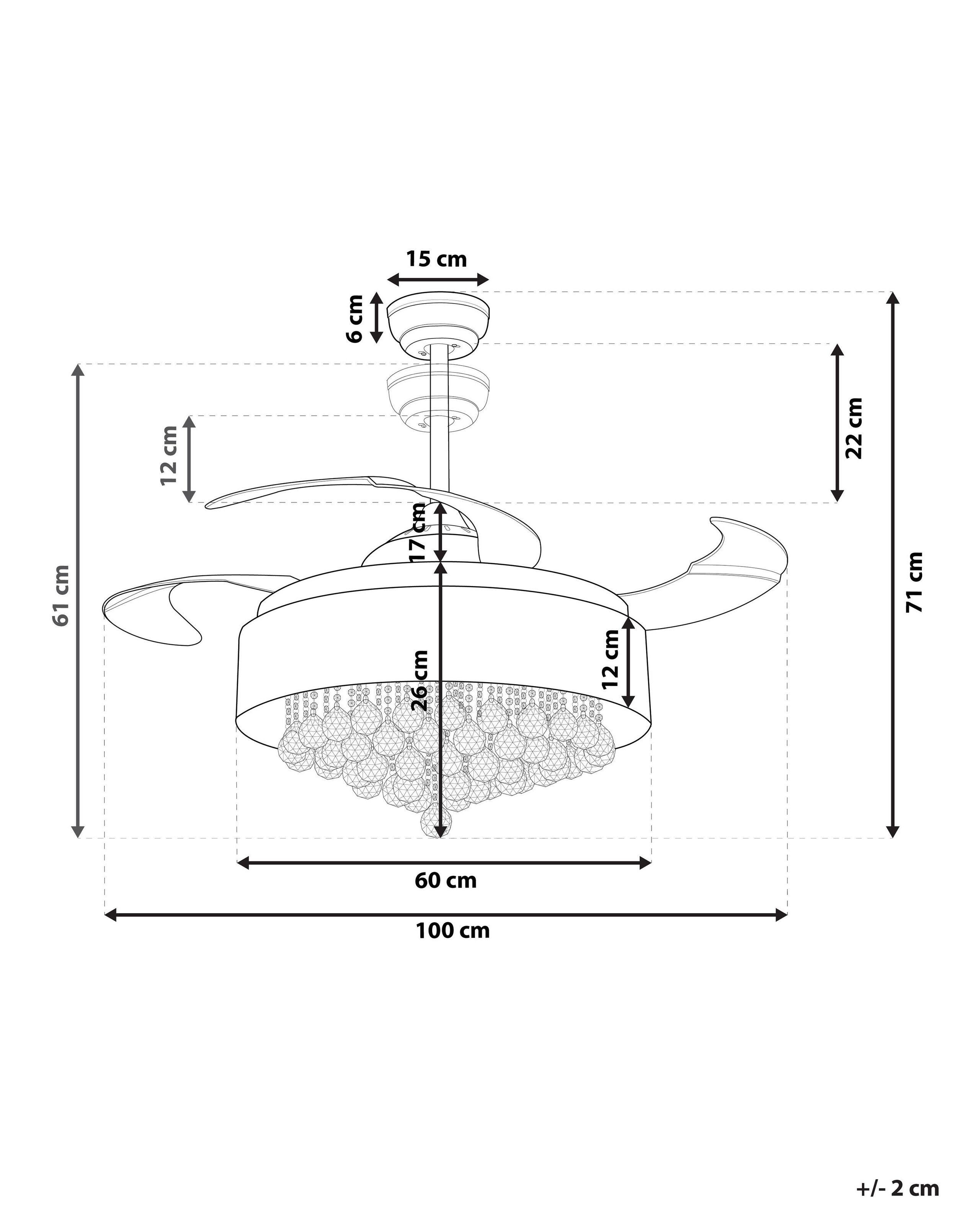 Beliani Ventilatore a soffitto con luce en Ferro Glamour PEEL  