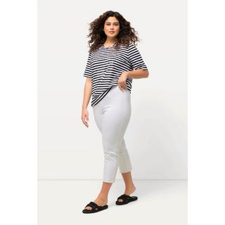 Ulla Popken  Pantalon 7/8 Sienna. Jambe étroite et ourlet frangé 