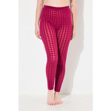 Leggings in mesh con stampa floccata e pied-de-poule