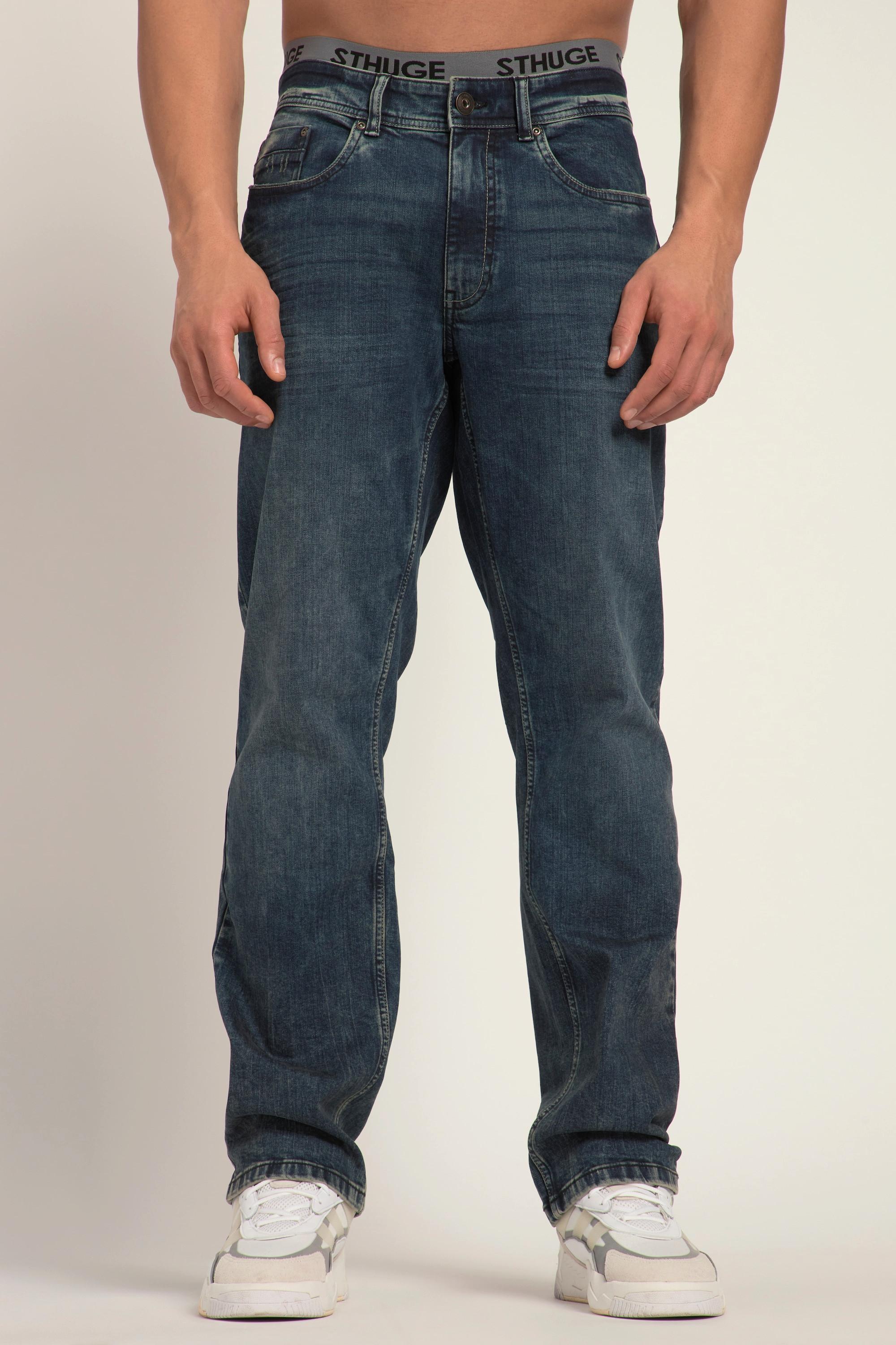 Sthuge  Jeans a cinque tasche dal taglio morbido con dirty wash, disponibili fino alla tg. 72/36 