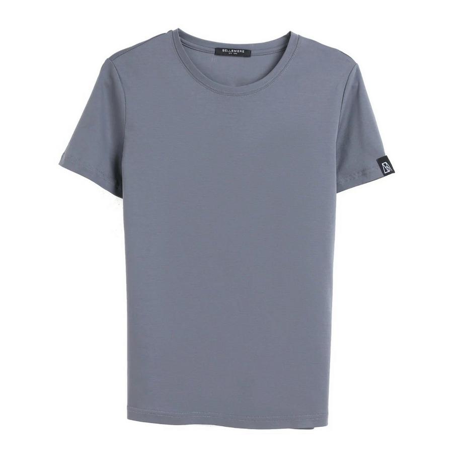 T-shirt girocollo in cotone, vestibilità slim, 160 g