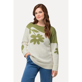 Ulla Popken  Jacquard-Pullover, Rundhals, Langarm, Biobaumwolle 