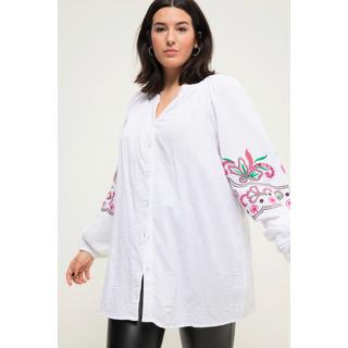 Studio Untold  Blouse oversized en mousseline, col tunisien et broderies 