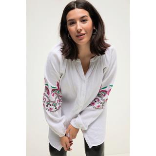 Studio Untold  Blouse oversized en mousseline, col tunisien et broderies 