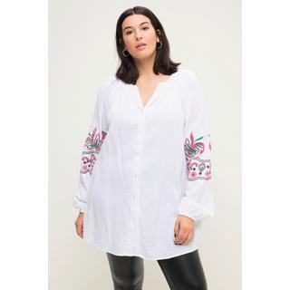 Studio Untold  Blouse oversized en mousseline, col tunisien et broderies 