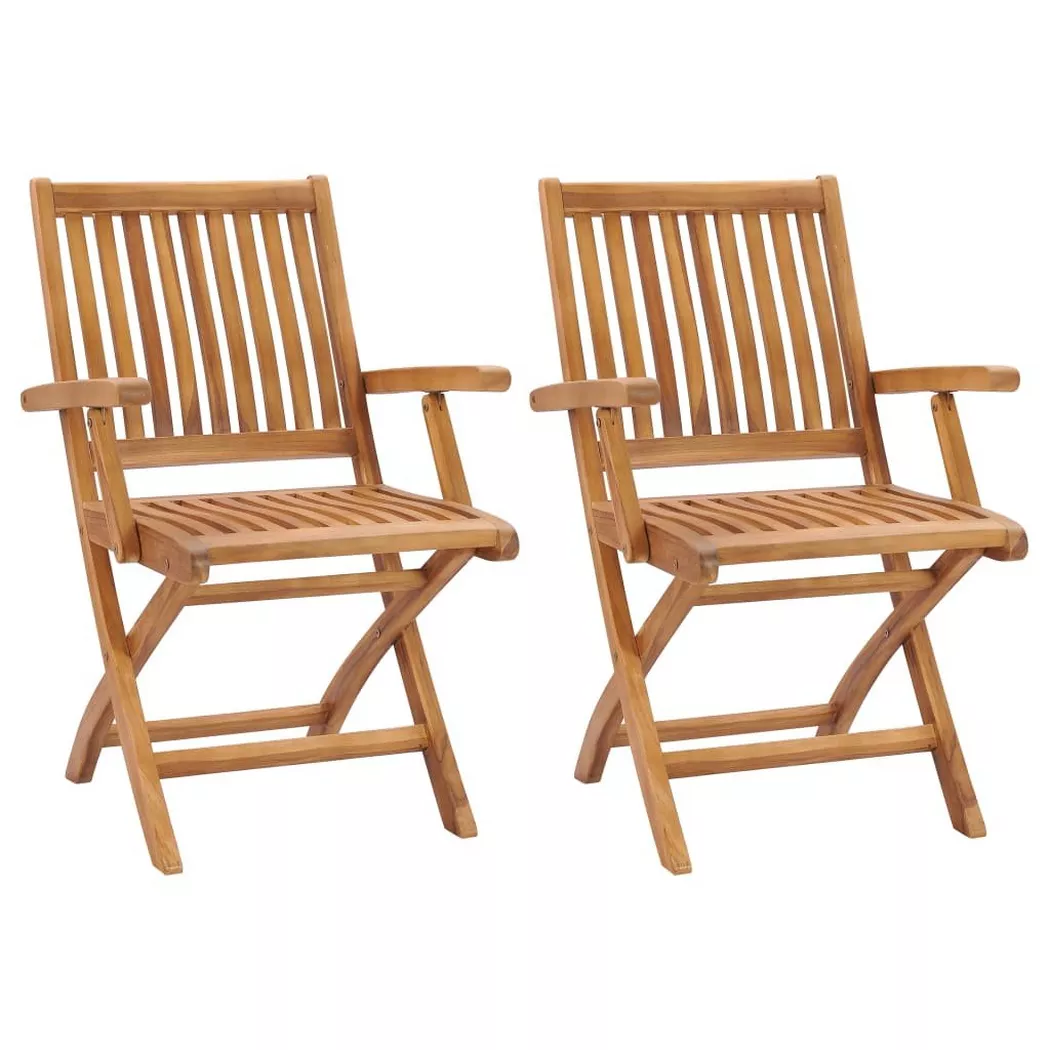 vidaXL Klappstühle, 2 Stück, Massivholz Teakholz