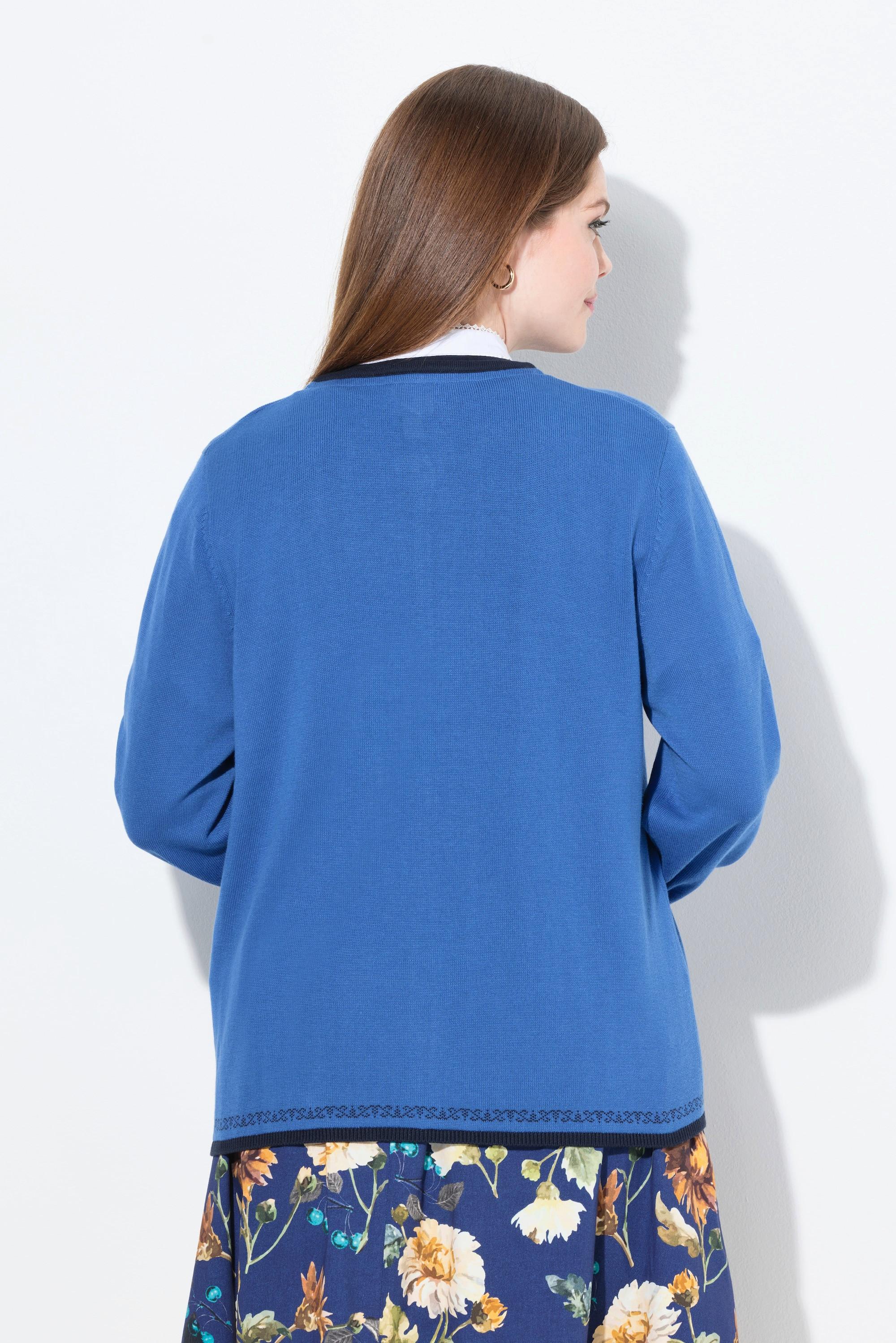 Ulla Popken Cardigan Boutons Traditionnels Encolure Ronde Manches Longues  