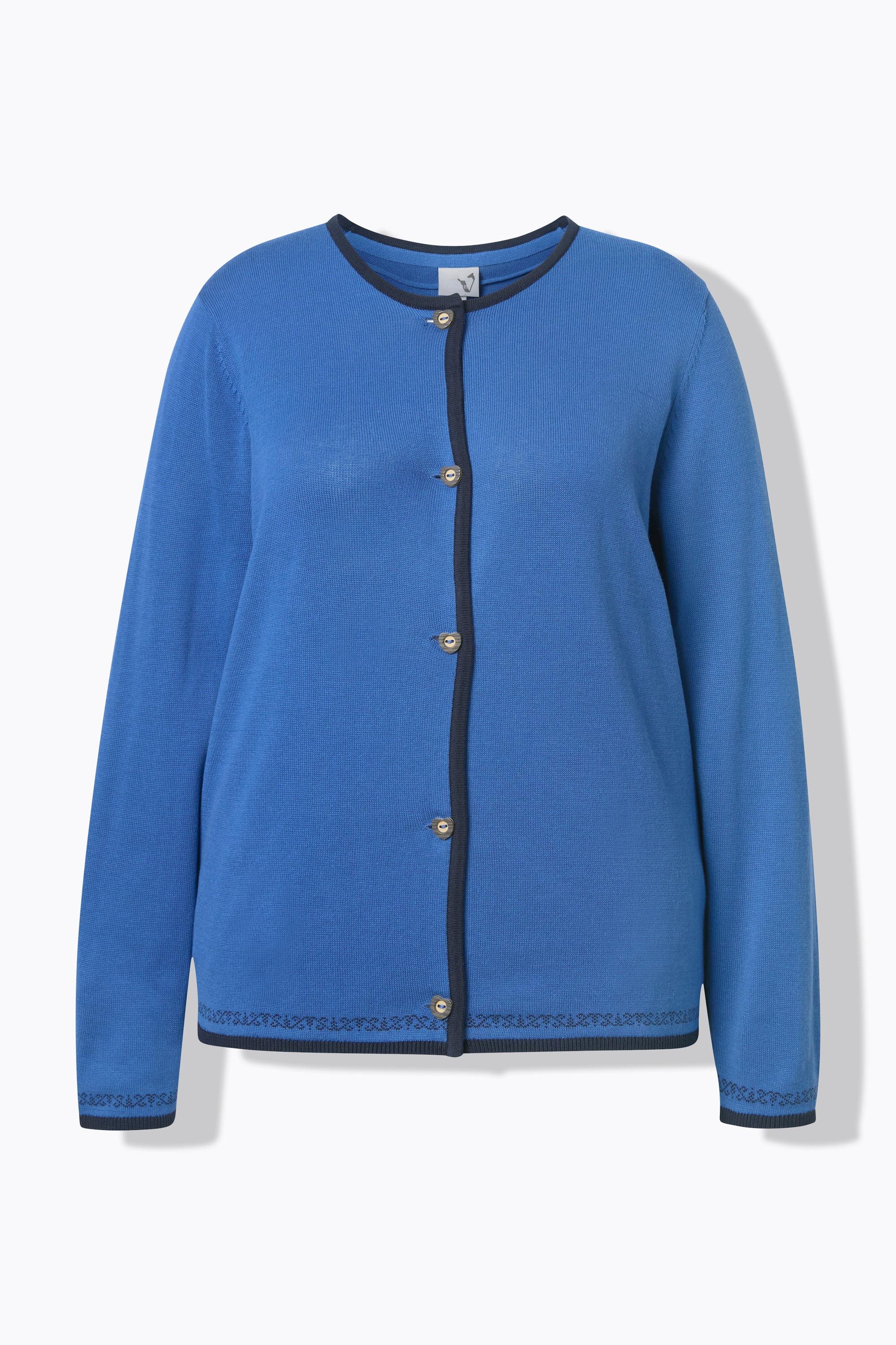 Ulla Popken Cardigan Boutons Traditionnels Encolure Ronde Manches Longues  