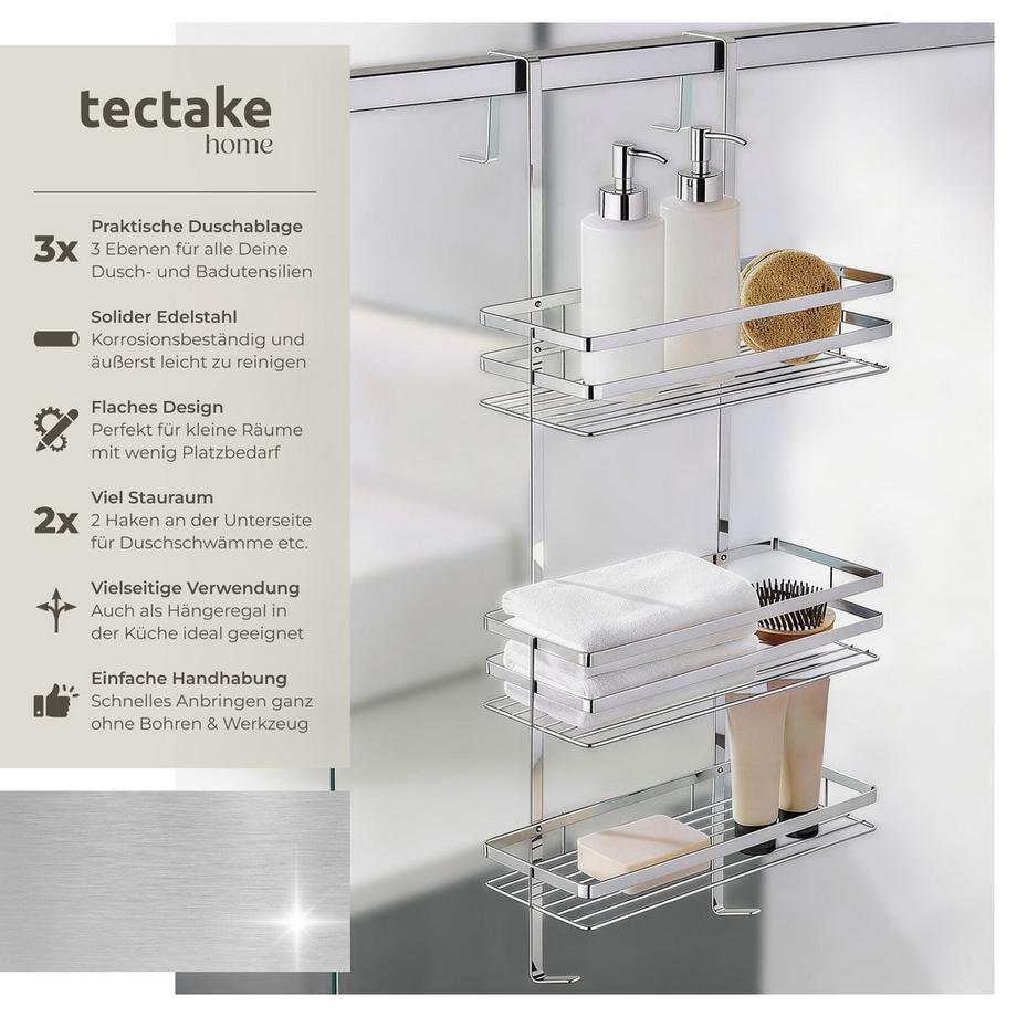Tectake  Duschablage  aus rostfreiem Edelstahl zum Einhängen 