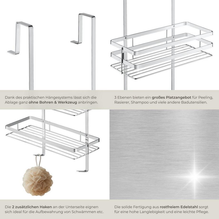 Tectake  Duschablage  aus rostfreiem Edelstahl zum Einhängen 