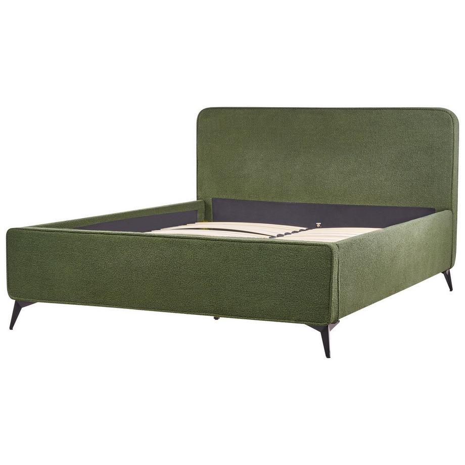 Beliani Lit à lattes en Bouclé Traditionnel VALOGNES  