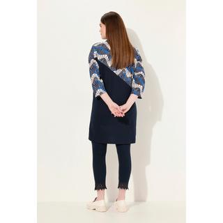 Ulla Popken  Maglia dal taglio lungo e oversize in cotone biologico con collo alto e maniche a 3/4 