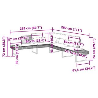 VidaXL set divano da giardino Polirattan  