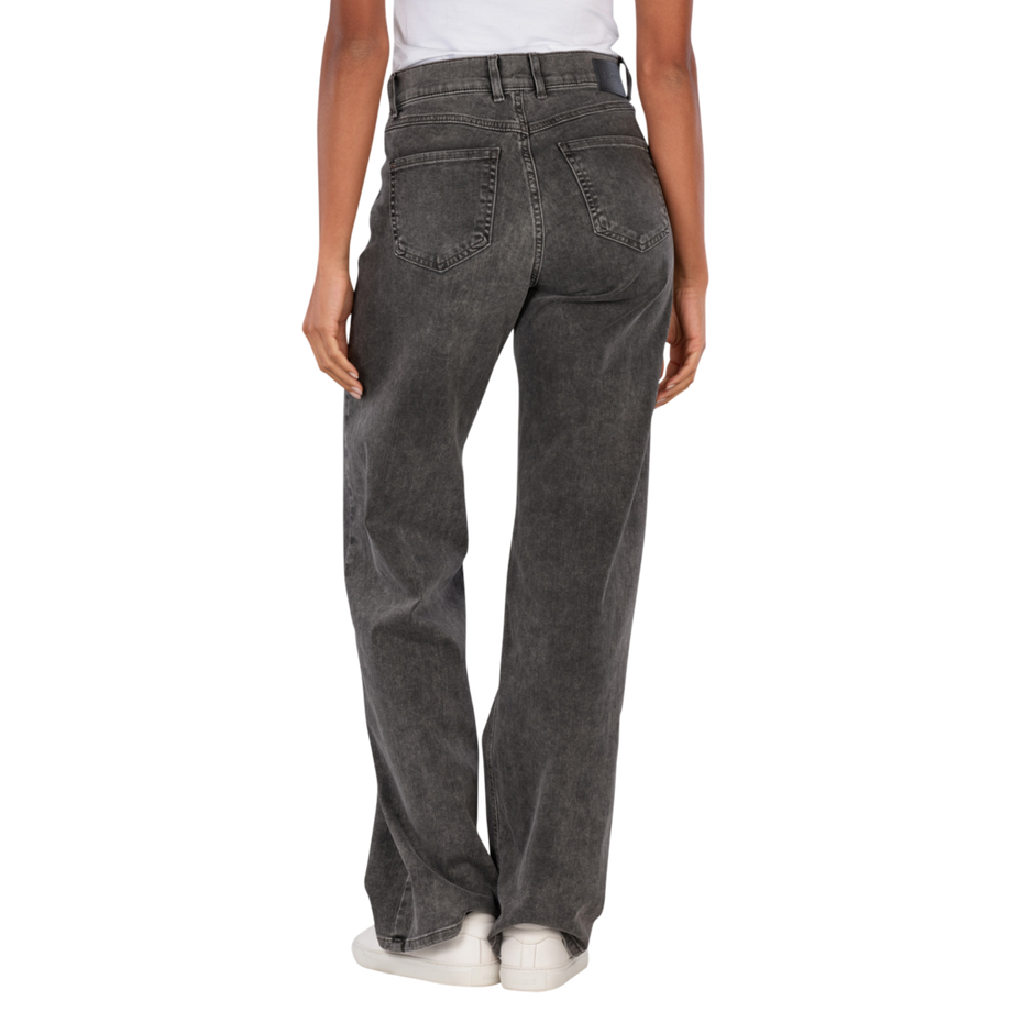 ANGELS Liz Wide Leg Smart Buckle Sporty Denim Jeans  