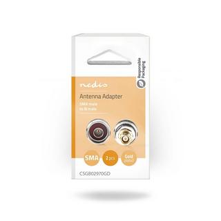 Nedis  Adattatore SMA | SMA maschio | N maschio | Placcato oro | 50 Ohm | Diritto | Rame | Oro / Argento | 2 pezzi. | Scatola 