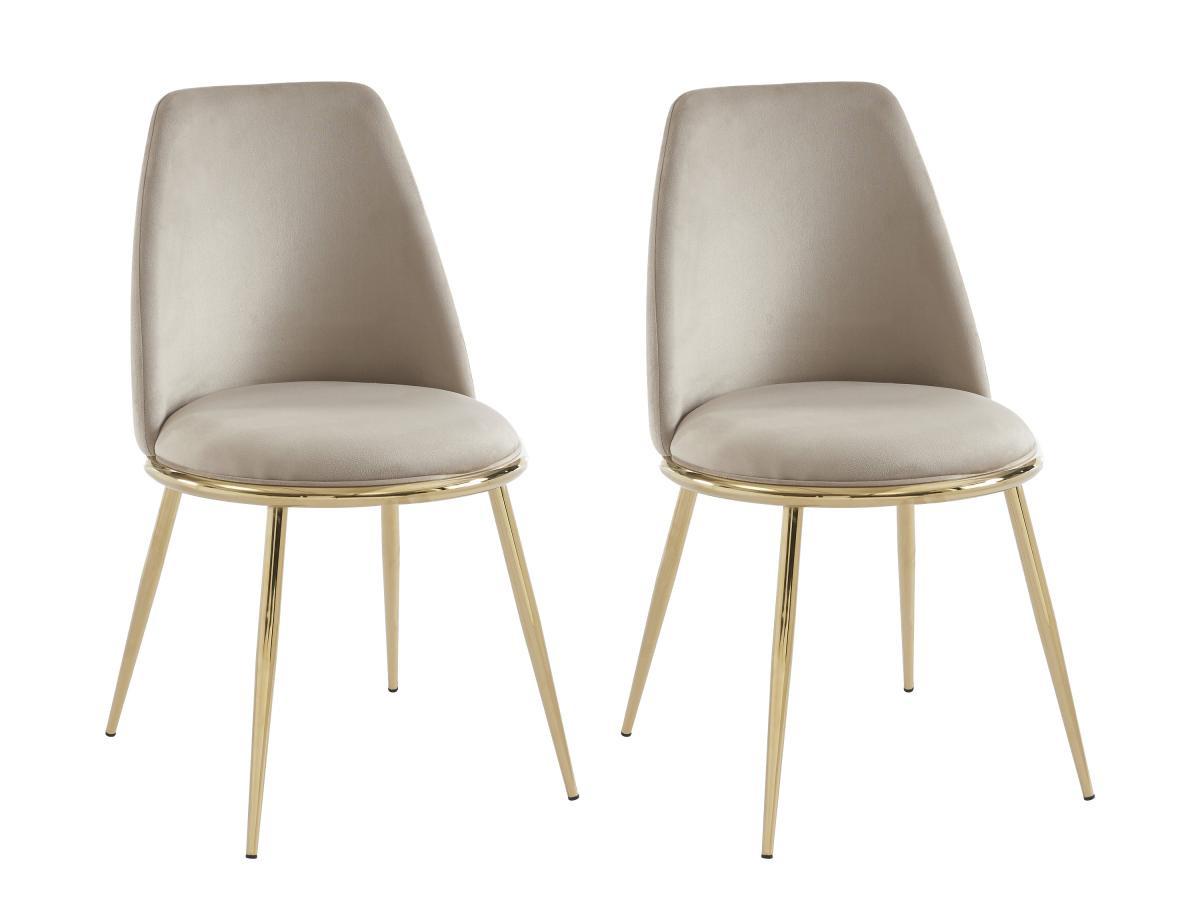 PASCAL MORABITO Lot de 2 chaises en velours et métal doré - Beige - NEBINA de Pascal MORABITO  